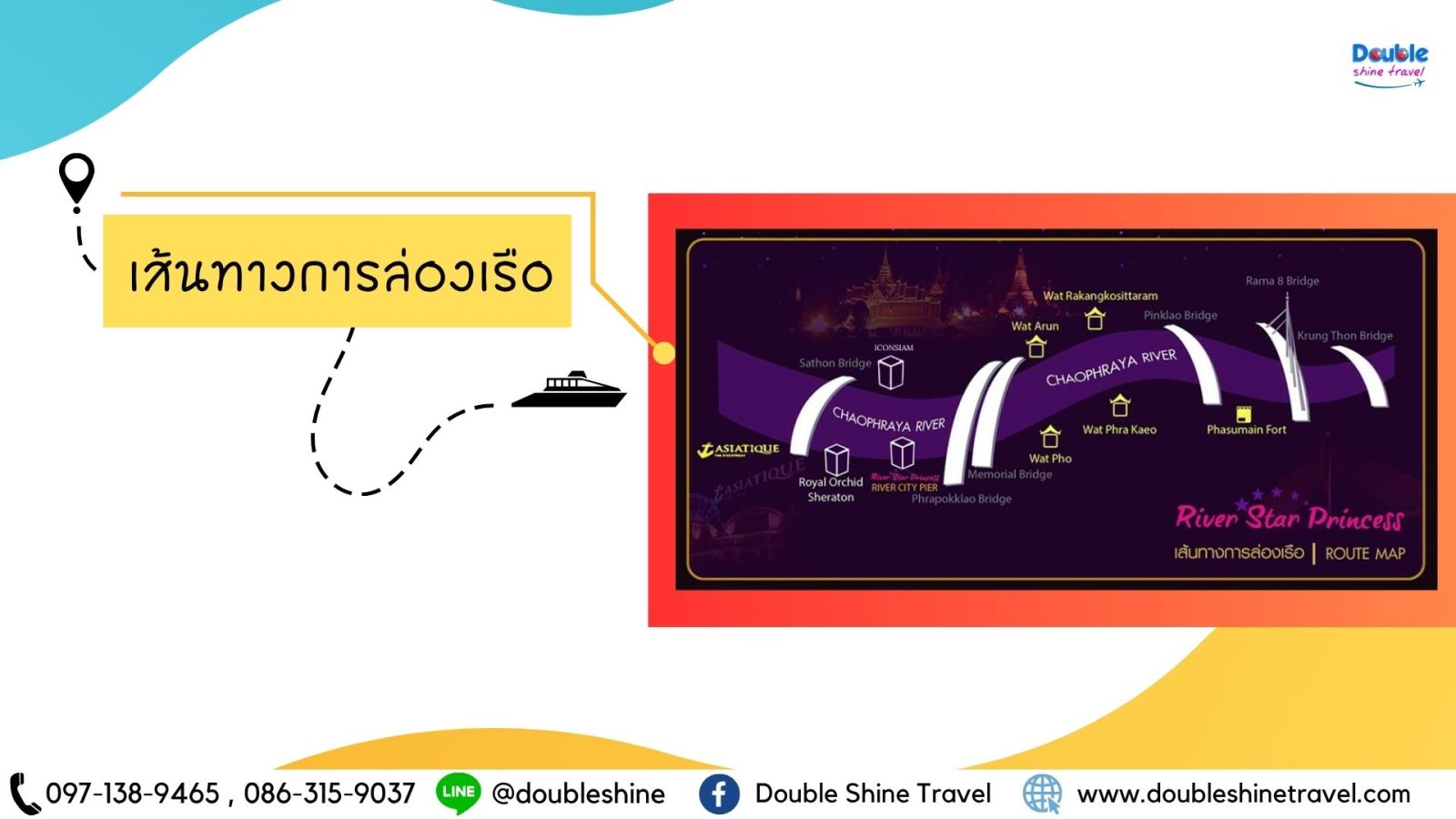 แผนที่เส้นทางการล่องเรือเจ้าพระยา River Star Princess