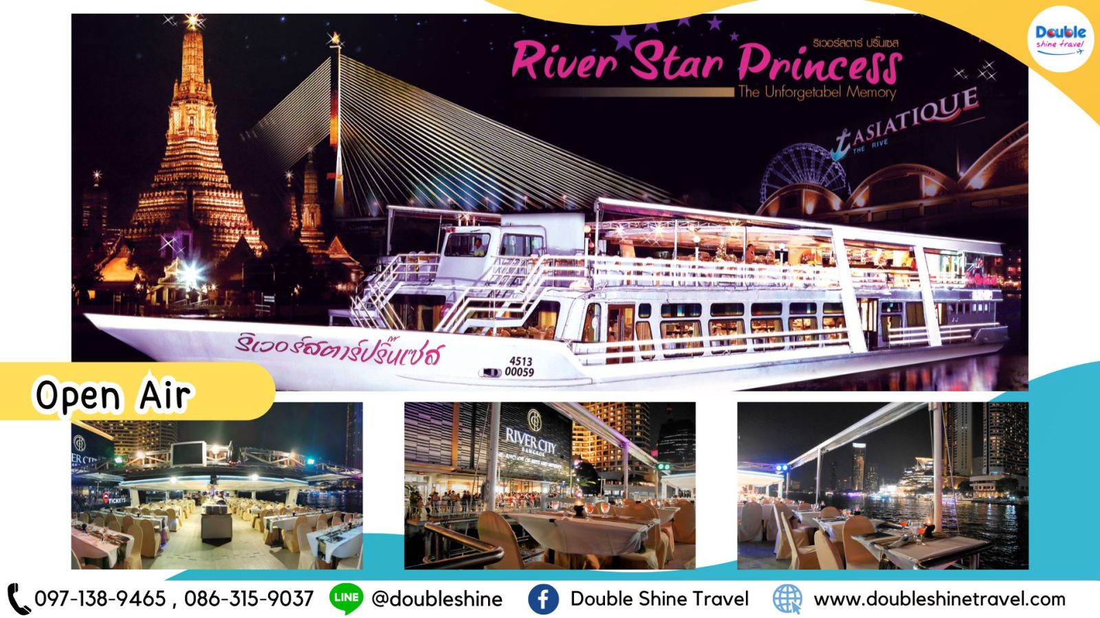 บรรยากาศภายนอกและโซน Open Air บนเรือ River Star Princess