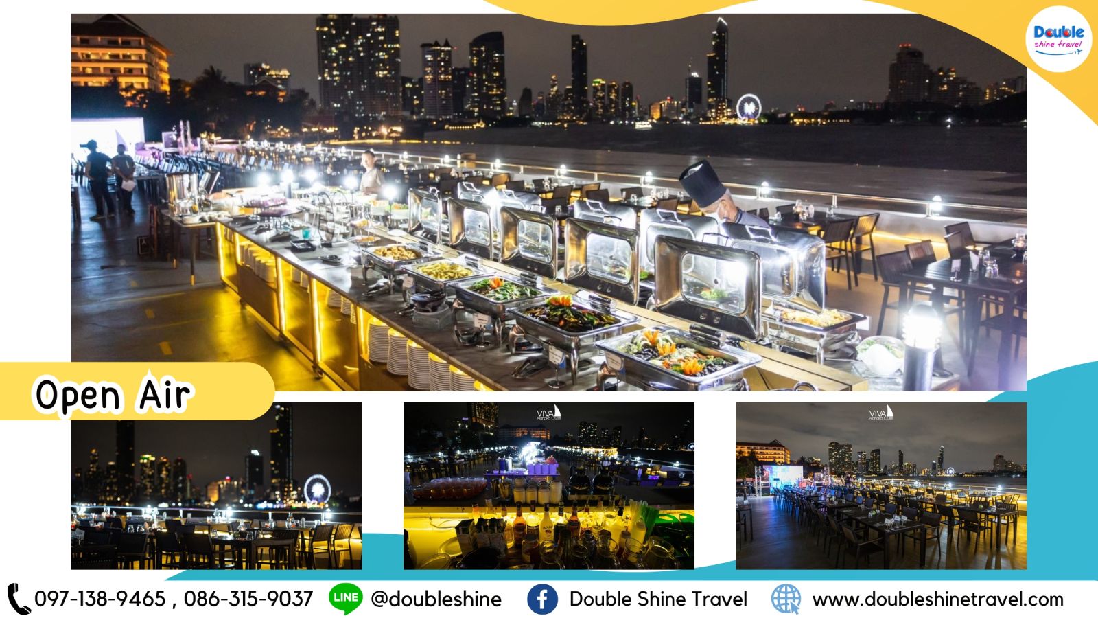 บรรยากาศดาดฟ้าเรือ Open Air วีว่า อลังการ ครูซ Viva Alangka Cruise ชมวิวแม่น้ำเจ้าพระยา 360 องศา